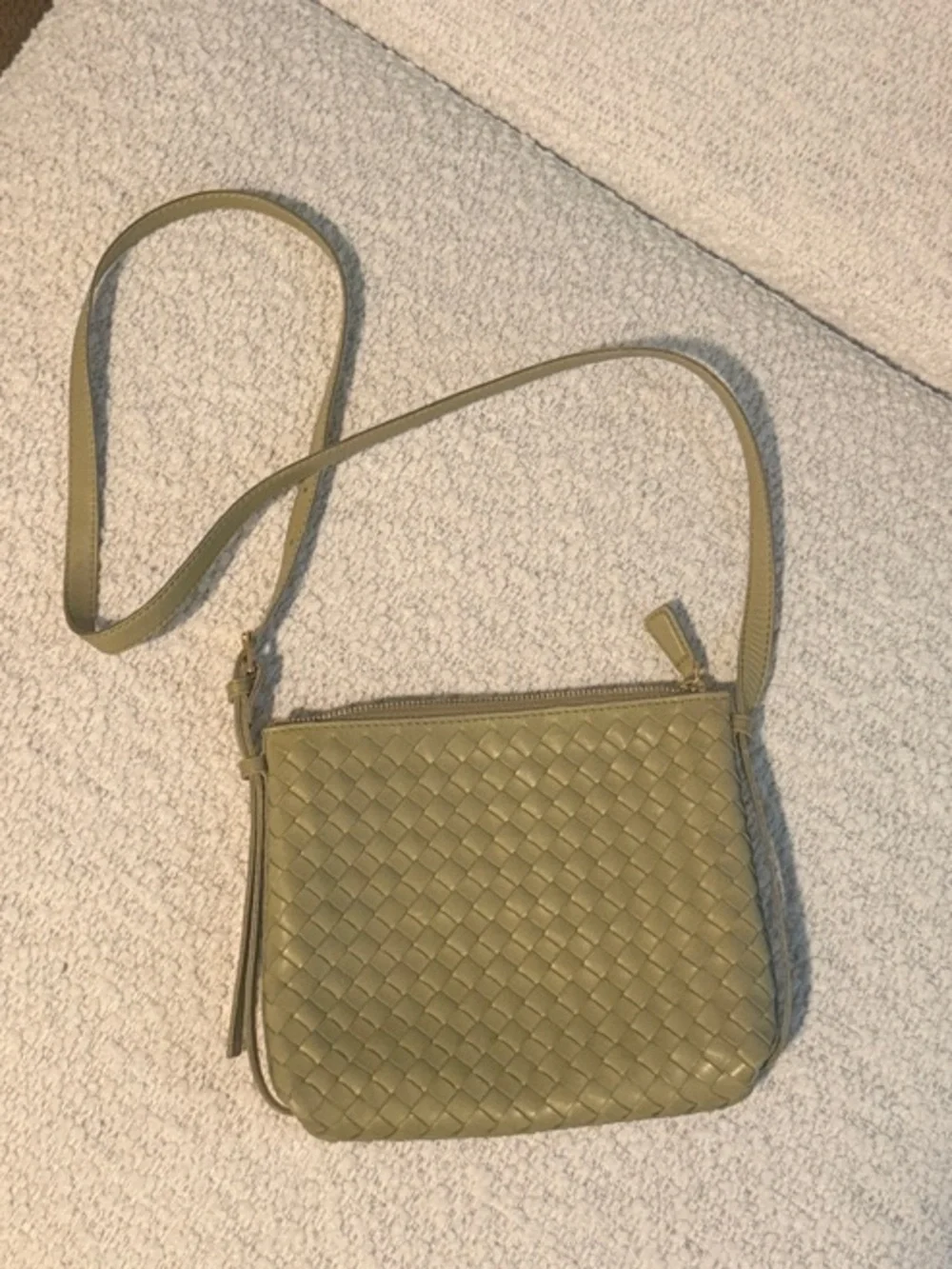 J Crew Woven Crossbody Bag in Olive Green